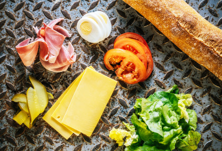 Jambon à l'os crudités